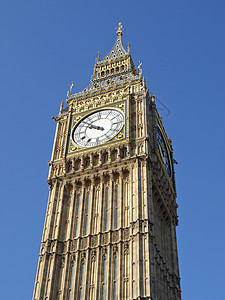 Big Ben 伦敦建筑地标议会手表蓝色房屋天空钟声图片