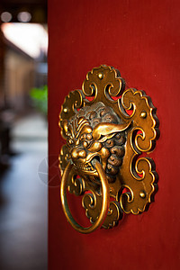 佛教寺庙的天奴把手佛教徒雕像出口雕塑青铜门把手神话入口宗教图片