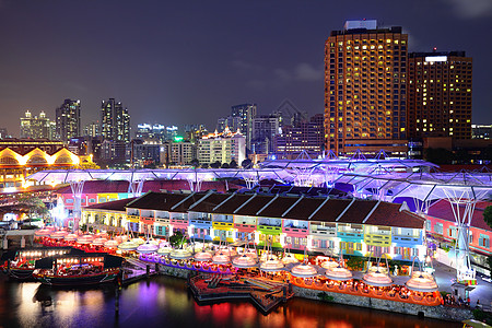 新加坡市夜间摩天大楼建筑市中心旅游旅行港口商业场景码头天空图片