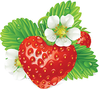 以心和白花形状的草莓图片