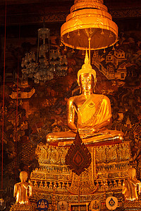 泰国佛像坐立泰国雕塑旅游寺庙建筑学寺院旅行上帝宗教金子场所图片