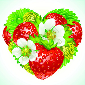 以心脏形状的草莓蔬菜问候浆果收成墙纸水果果味食物花园饮食图片