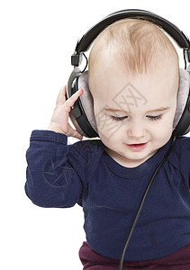 听音乐的有耳机的幼儿青春期立体声唱歌孩子手机白色孩子们婴儿音乐儿童图片