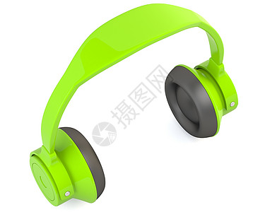 耳听器绿色插图立体声娱乐音乐白色手机技术体积耳机背景图片