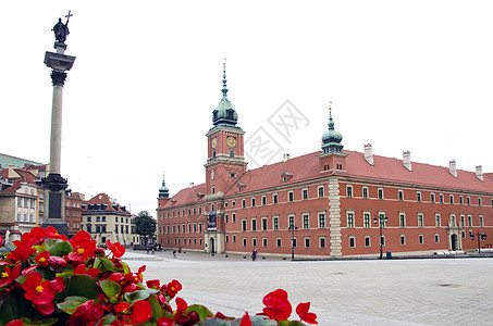 波兰首都波兰首都华沙王宫房子全景街道城堡建筑学艺术雕像王国天空抛光图片