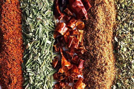 调味品纹理混合线条绿色红色芳香宏观香气种子收藏香料烹饪胡椒图片