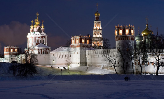 莫斯科冬季教堂宗教天炉遗产景点圆顶历史场景金子地标图片
