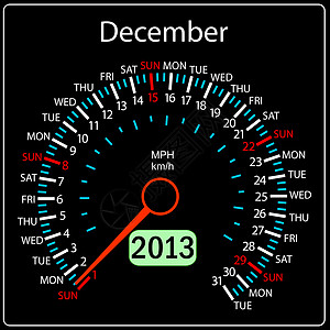 2013年日历速度计车载量为矢量 12月图片