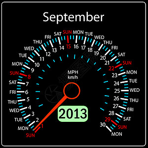 2013年日历速度计车载量为矢量 9月图片