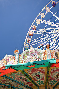 摩轮轮车轮巨轮迂回公司蓝色游乐场摩天轮旋转木马娱乐游乐园图片