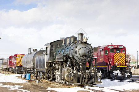 美国科罗拉多Alamosa火车站的火车机车图片