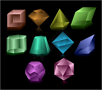 玻璃数字锥体钻石剪贴立方体水晶反射正方形珠宝几何学面体图片