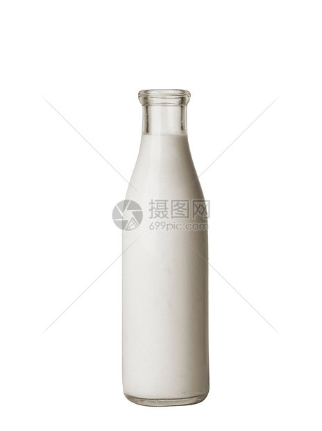 白上孤立的牛奶瓶饮料养分早餐瓶子奶牛白色古董玻璃食物产品图片