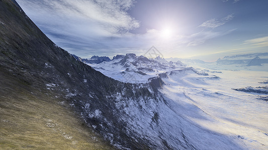 冬季风景阳光地平线冻结旅游全景旅行冰川蓝色顶峰气候图片