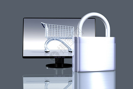 安全在线购物挂锁销售监视器大车插图电脑行李零售贸易电子商务图片