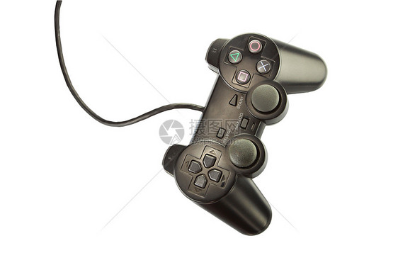 在白背景中孤立的黑游戏控制器控制闲暇灰色运动键盘安慰玩具电脑娱乐乐趣图片