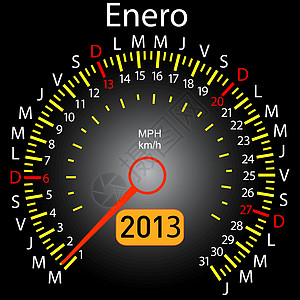 2013日历年速度计车 西班牙文 1月图片