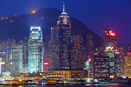 晚上在香港经济旅游城市建筑天空港口旅行场景玻璃假期图片