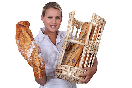 白种背景的自谋职业妇女面包师图片