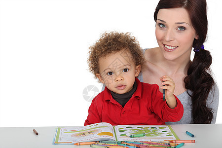 母亲和幼儿绘画图片