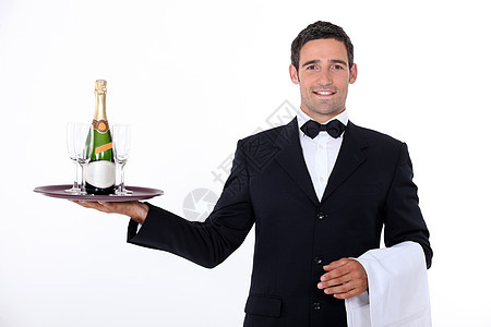 带香槟的服务员图片