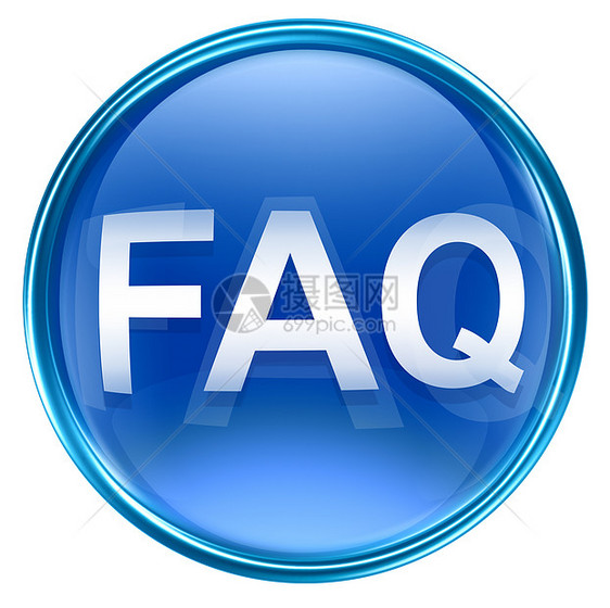 FAQ 图标蓝色玻璃 在白色背景上隔离帮助正方形数据问题互联网键盘反射插图按钮图片