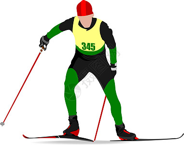 滑雪选手的彩色光影 矢量插图锦标赛竞赛跑步比赛运动训练女性速度男人图片