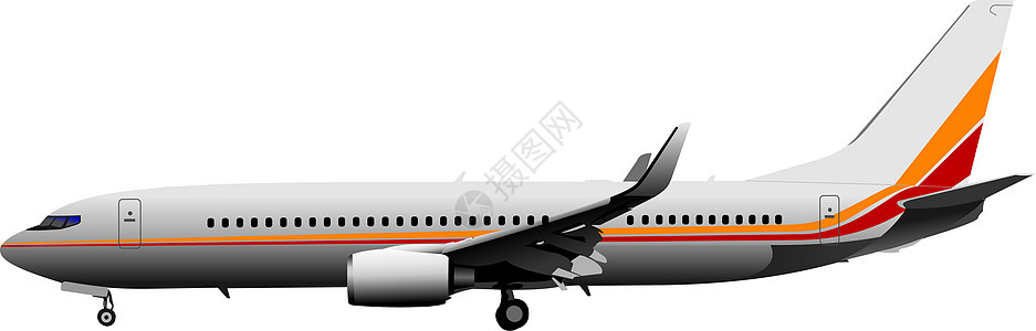 乘客飞机在空中飞行 矢量插图商业运输天空翅膀旅行车轮飞机场跑道车辆机场图片