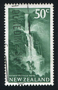 萨瑟兰瀑布岩石植被绿色植物邮资信封风景传单森林邮件溪流图片