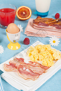 英式早餐英语棕色营养油炸育肥橙汁火腿食物图片