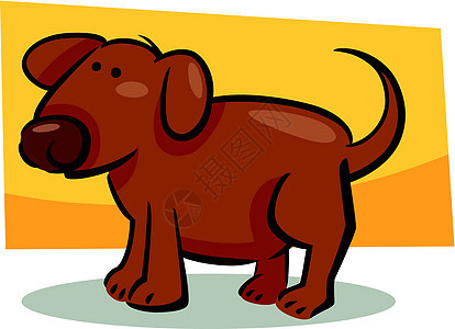 狗狗的卡通涂鸦宠物犬类绘画卡通片小狗漫画快乐剪贴插图棕色图片
