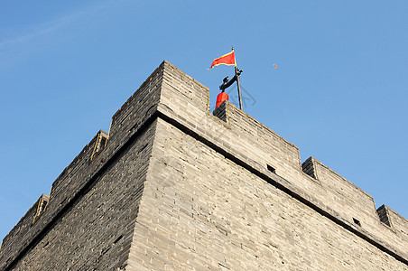 中国西安历史古城墙灯笼中心旅游观光城市地标文化旅行历史性天空图片