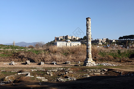 阿耳特弥弥斯神庙的废墟世界寺庙遗迹建筑柱子石头遗产火鸡地标吸引力图片