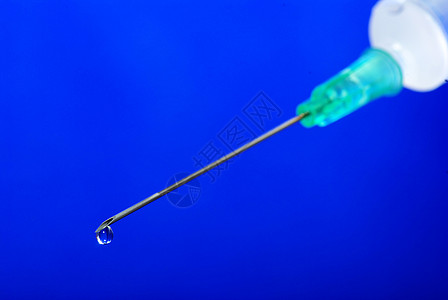 注射针筒蓝色药品注射器宏观背景图片