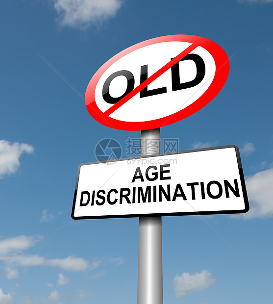 年龄歧视概念磁带劳动安全就业工人蓝色辨析权利生活白色图片