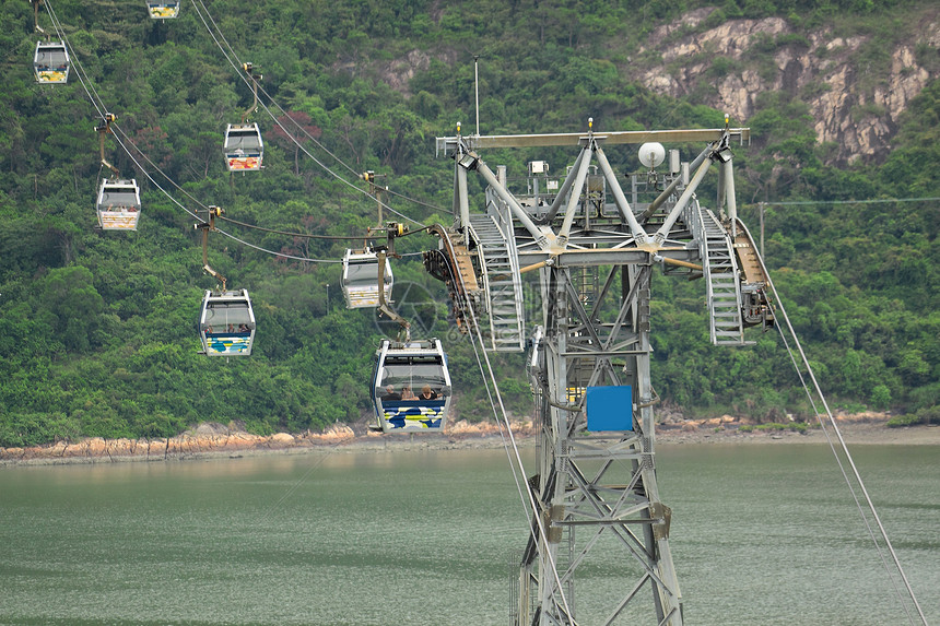 电缆车游客爬坡技术空气旅游森林娱乐旅行热带蓝色图片