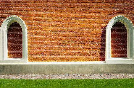 砖砖墙古董红色石头石工空白框架建筑窗口窗户建筑学图片