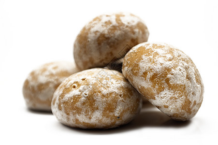 白色背景的姜饼食品饼干糕点食物作品圆形面团面粉糖果图片