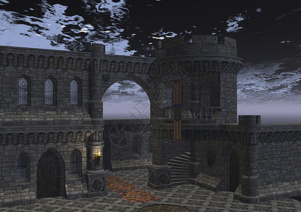 城堡大厅场景渲染魔法建筑幻术几何学中年建筑学图片