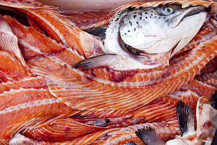 鲑鱼拖网烹饪鱼骨鱼片海鲜渔业大厅骨头市场鳟鱼图片