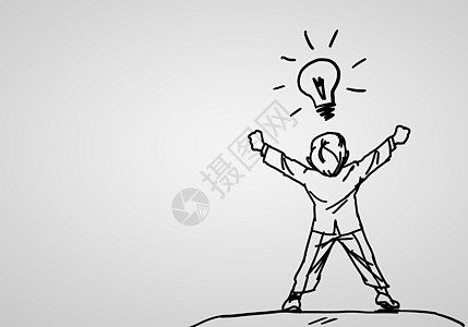 企业的创造力和成功经营想像力活力灯泡自由草图智力力量蓝色解决方案竞赛图片