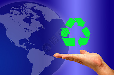 再循环符号回收插图概念全球世界绿色展示环境地球生态背景图片
