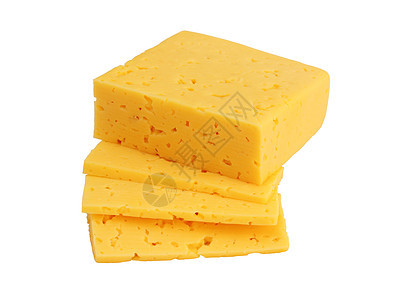在白色背景上被孤立的奶酪片块食品奶制品牛奶三角形产品烹饪美食商品熟食黄色图片