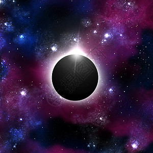具有猎户座背景的太阳圆形月亮黑色天空戒指耀斑阴影地球宇宙行星场地图片
