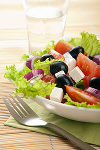 希腊沙拉蔬菜叶子饮食小吃洋葱美食餐厅食物午餐盘子图片