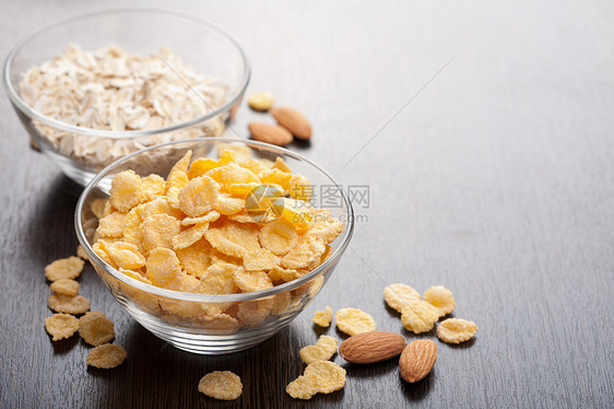 各种谷物稀饭玉米玉米片饮食麦片营养薄片燕麦小吃坚果图片