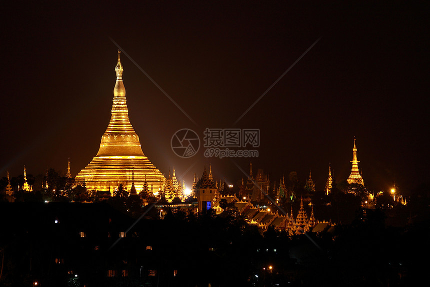 Shwedagon 塔寺宗教宝塔寺庙地标金子精神佛塔天空图片