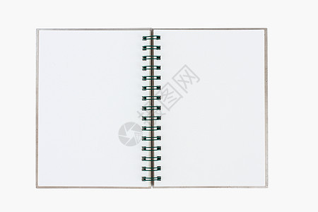 空白背景 纸张螺旋床单记事本白色绿色教育笔记本文档笔记戒指精装图片