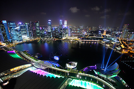 新加坡夜间建造鱼尾狮景观商业生活蓝色市中心旅行城市旅游图片