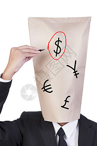 商务人士封面头套装盖头写作男性绘画圆圈货币领带白色红色图片
